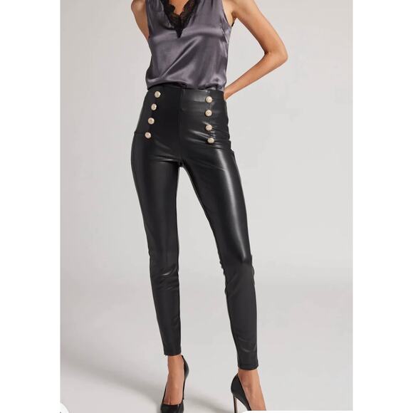 Generation Love Pants - Generation Love Dawson Vegan Leather Button Leggings Black size XS
